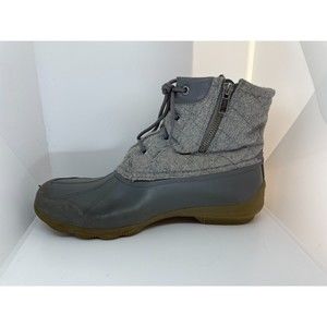 Sperry Topsider Duck Boots Classic Grey Lace Up & Interior Zip Size 10M Women's